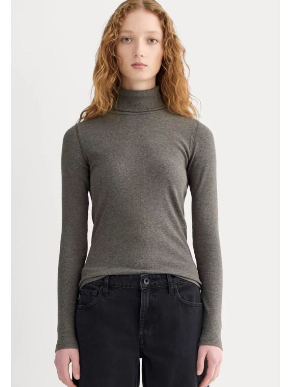 Everlane The Luxe Rib Turtleneck Women's Size XXL Washed Heathered Fatigue NWT!